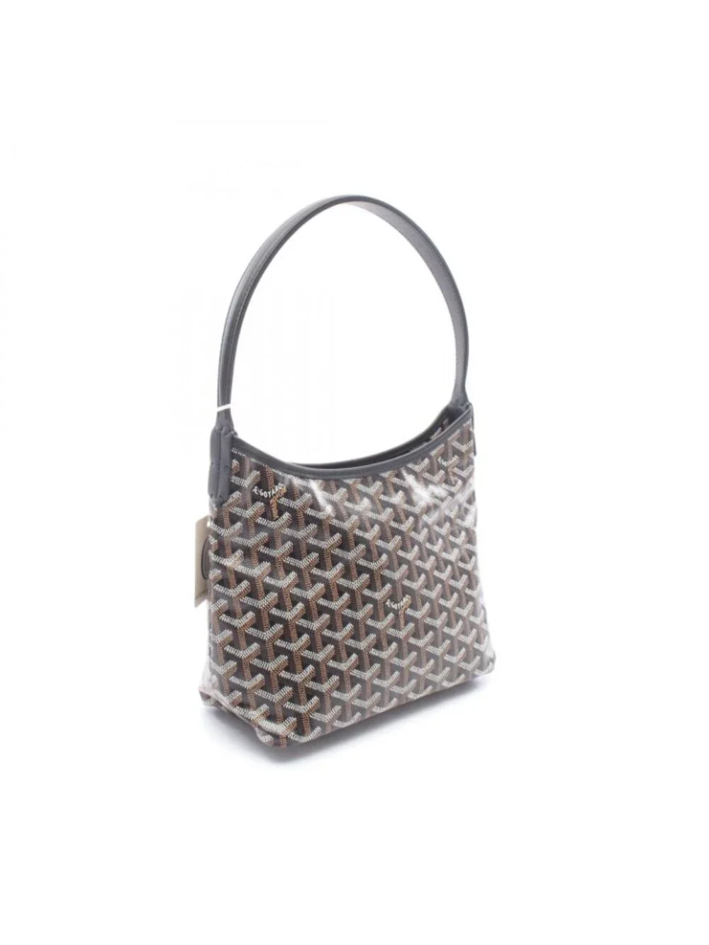 Goyard Handbag Boheme Mini Hobo Black White Brown Canvas Leather